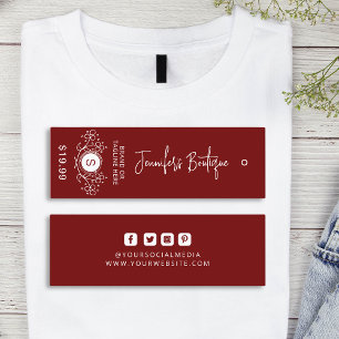 Personalized Burgundy Clothing Price Tags