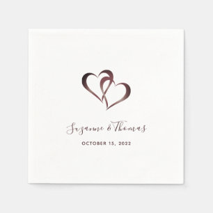 Personalized Burgundy Connected Hearts Napkins