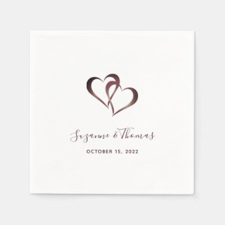 Personalized Burgundy Connected Hearts Napkins