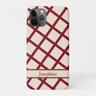Personalized Burgundy Cream Lattice Elegant Chic iPhone 11 Pro Case