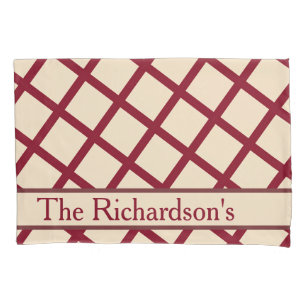 Personalized Burgundy Cream Lattice Elegant Chic Pillow Case