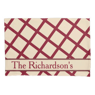 Personalized Burgundy Cream Lattice Elegant Chic Pillow Case