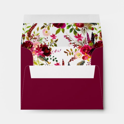 Personalized Burgundy Floral A2 Envelope