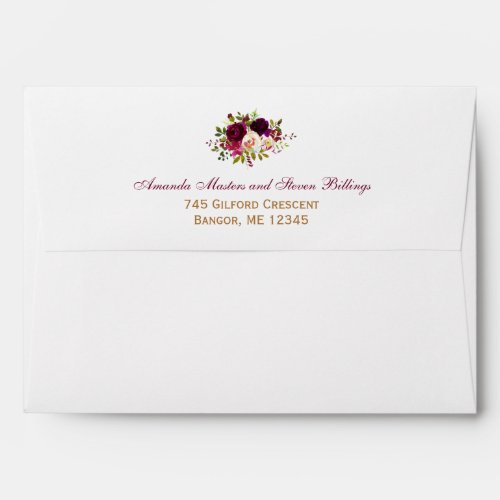 Personalized Burgundy Floral A7 Envelope