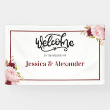 Personalized Burgundy Floral Wedding