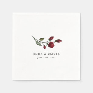 Personalized Burgundy Floral Wedding Napkins