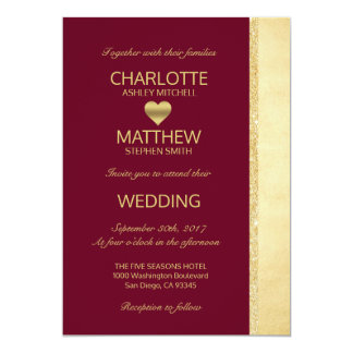 Personalized Burgundy Gold Fall Wedding Invitation