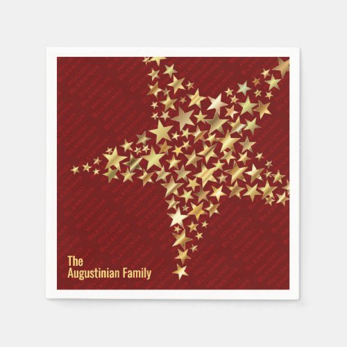 Personalized BURGUNDY Gold Stars Paper Napkins