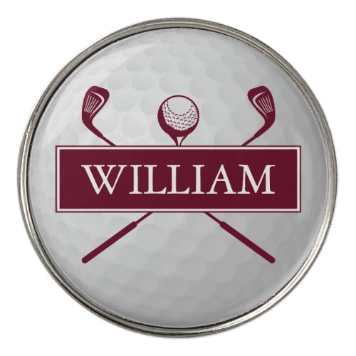 Personalized Burgundy Golf Ball Classic Golf Ball Marker