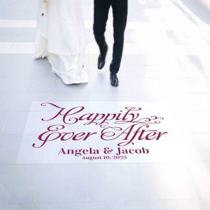 Personalized Burgundy Happily Ever After Wedding Floor Decals
