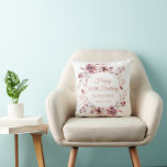 Personalized Burgundy Pink Floral 100th Birthday Throw Pillow<br><div class="desc">Add a pretty touch to your decor with this personalized burgundy and dusty pink floral throw pillow. An elegant watercolor wreath decorates the front and back. Four lines of text allow you to personalize the party balloon. Two decorative traditional fonts create a harmonious design. I chose Happy 100th birthday and...</div>