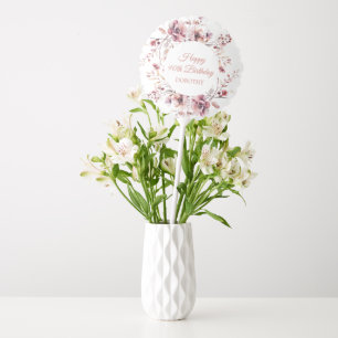 Personalized Burgundy Pink Floral 90th Birthday Balloon