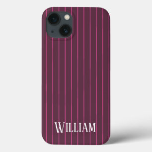 Personalized burgundy pinstripes Case-Mate iPhone iPhone 13 Case