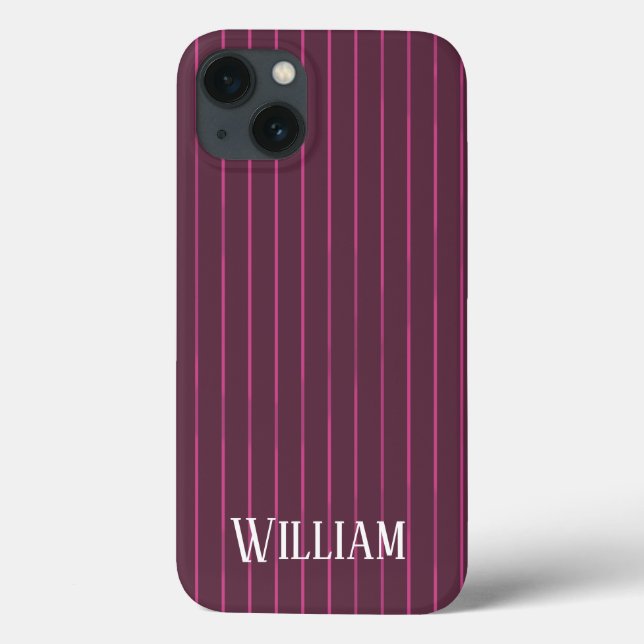 Personalized burgundy pinstripes Case-Mate iPhone  Case-Mate iPhone Case (Back)