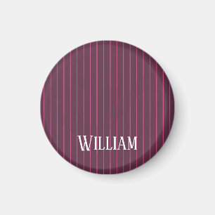 Personalized burgundy pinstripes magnet