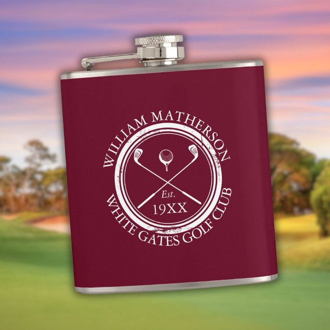 Personalized Burgundy Red Club Name Flask (Personalized Burgundy Red Club Name Flask)