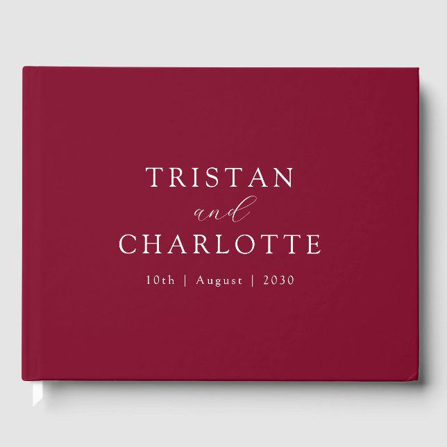 Personalized Burgundy Red Guest Book (Front)