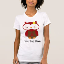Personalized Burgundy Ribbon Owl T Shirt