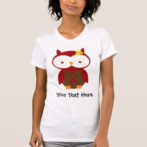 Personalized Burgundy Ribbon Owl T Shirt