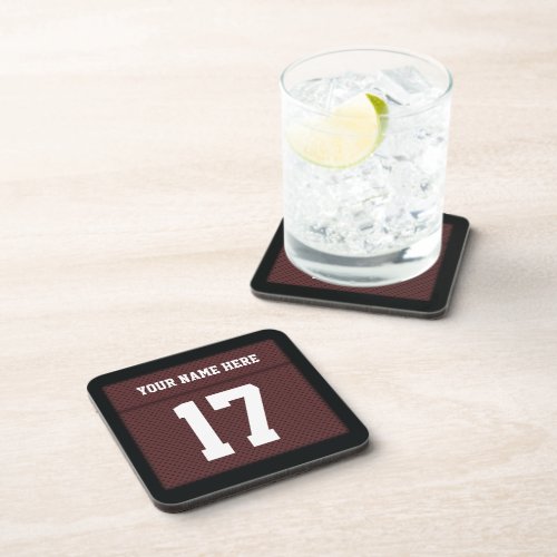 Personalized Burgundy Sports Football Coasters