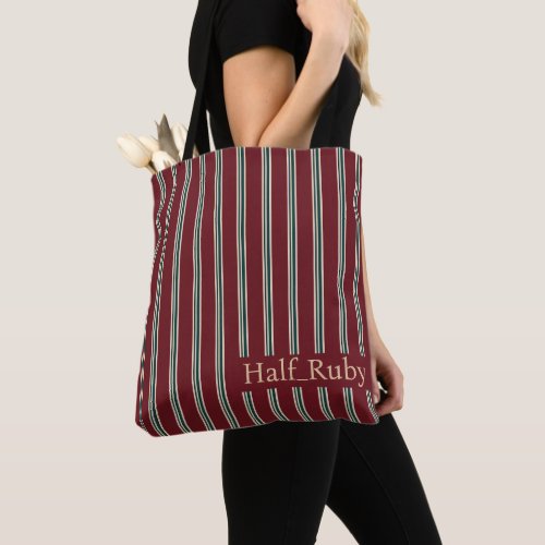 Personalized Burgundy Vintage Striped Tote Bag