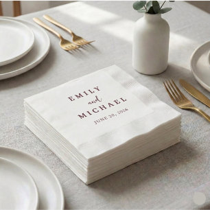 Personalized Burgundy Wedding Modern Elegant  Napkins