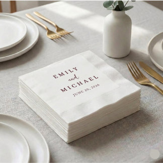Personalized Burgundy Wedding Modern Elegant  Napkins