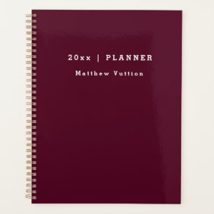 Personalized Burgundy Weekly Monthly Planner