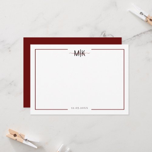 Personalized Burgundy White thank you card note Invitation