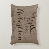 Personalized Burlap-Look Rustic Wedding Keepsake Decorative Pillow (Front(Vertical))