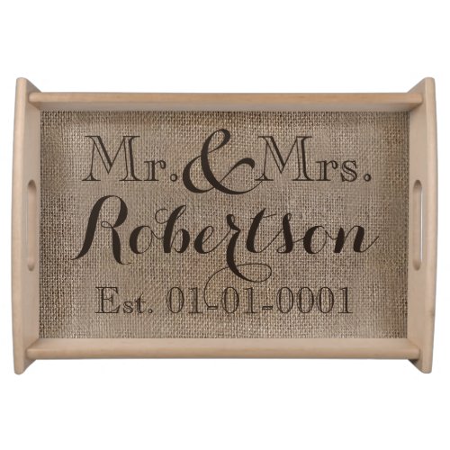 Personalized Burlap_Look Rustic Wedding Keepsake Serving Tray