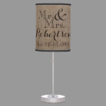 Personalized Burlap-Look Rustic Wedding Keepsake Table Lamp