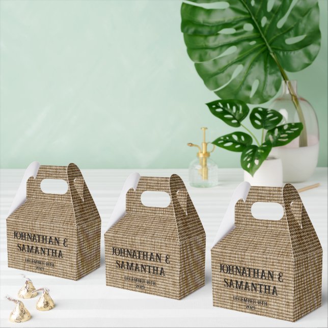 Personalized Burlap Nature Favor Boxes – Rustic  (Multiple)