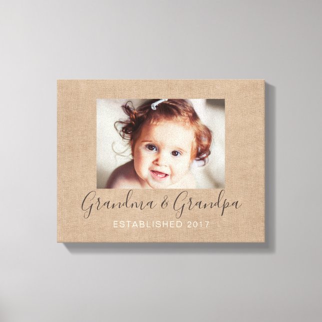Personalized Burlap Photo Canvas Print (Front)