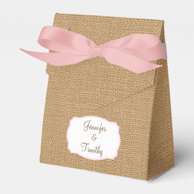 Personalized Burlap Tent Favor Box (Front Side)