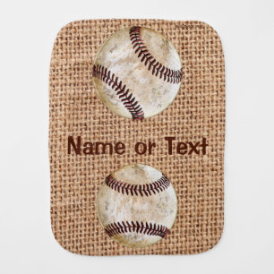 Personalized Burlap Vintage Baseball Burp Cloth