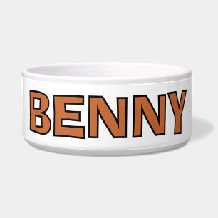 Personalized Burnt Orange & Black White Dog Bowl