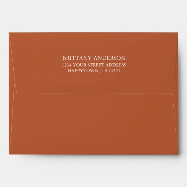 Personalized Burnt Orange Invitation Envelope (Back (Top Flap))