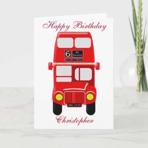 Personalized Bus Birthday Card