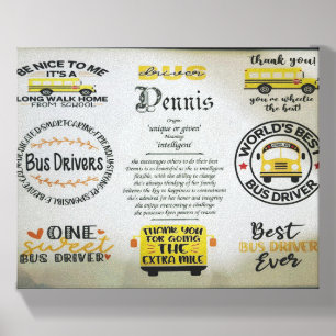 Personalized Bus Driver Appreciation Gift Canvas Photo Tile