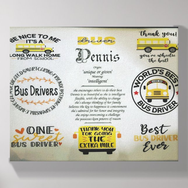 Personalized Bus Driver Appreciation Gift Canvas Photo Tile (Front Set)