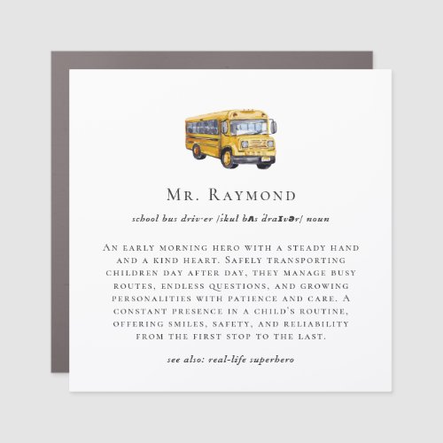 Personalized Bus Driver Definition Appreciation Car Magnet