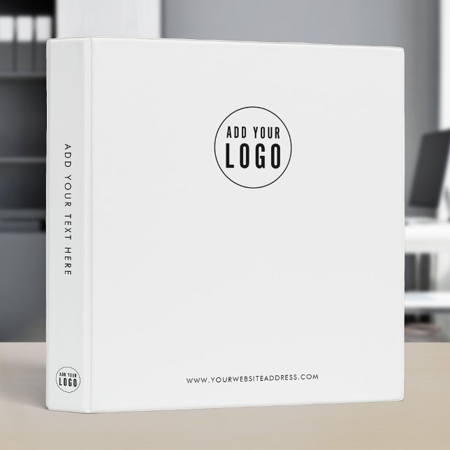 Personalized Business Add Logo Modern Minimalist 3 Ring Binder (Creator Uploaded)