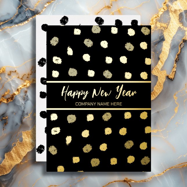 Personalized Business Black and Gold Foil New Year Foil Holiday Card (Creator Uploaded)