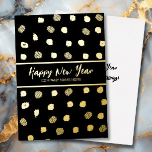 Personalized Business Black and Gold Foil New Year Holiday Card