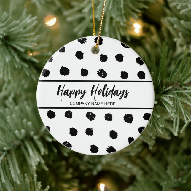 Personalized Business Black and White New Year Ceramic Ornament (Tree)