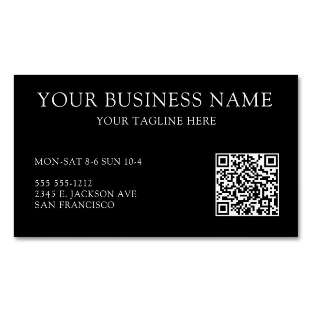 Personalized Business Black With QR Code Magnet (Front)
