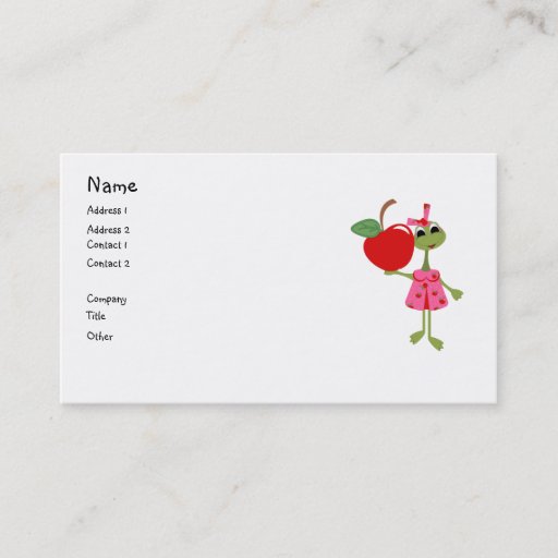 Customizable Personalized Business/Calling Card-Teacher &amp; Apple Business Card Template