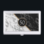 Personalized Business Card Case Design Your Own<br><div class="desc">Personalized Business Card Cases with Birthday or Anniversary Black and White Marble Stone  Design by MIGNED - Add Your Years - Age / Letter / Logo / Number / More !</div>