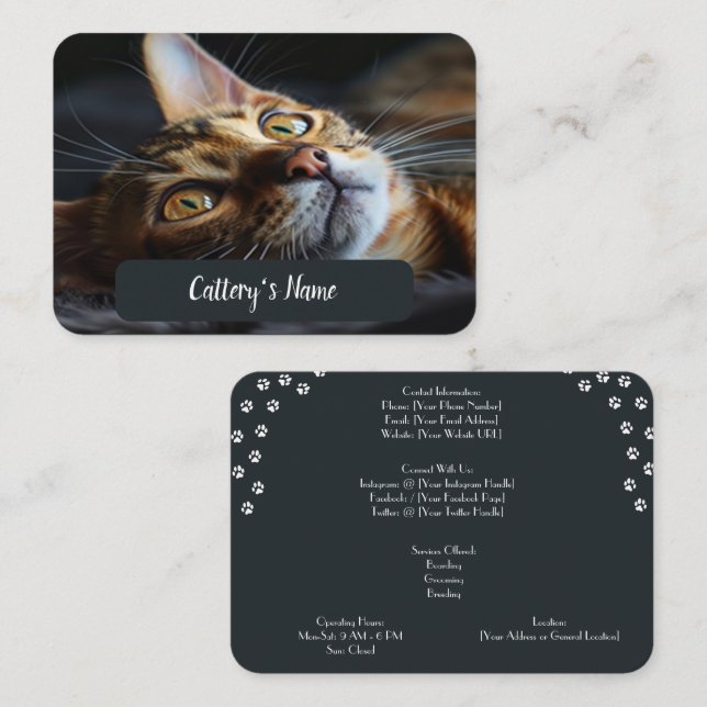 Personalized Business Card For Cattery Bengal Cat (Front/Back)